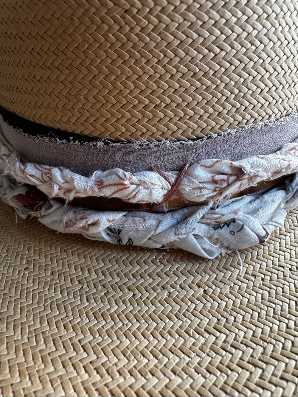Vintage Straw Fedora Hat with Handmade Blush Band - Picture 10 of 16